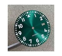 XOUVY Quadranti di Orologi Quadrante da 33,5 mm Quadrante Verde Luminoso modificato per Calibro NH35/NH36/4R/7S, quadrante Singolo/Senza Data con Logo S