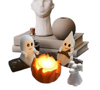 xowwyue Lanterne Fantasma Fuoco da Campo,Lampada Notturna LED Fiamma Fuoco da Campo Decorazione per Halloween - Figurine in Resina Decorazioni per la Casa Camera Davanzale Scrivania Bagno
