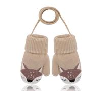 XOXVURI 1 Paio Baby Thermal Gloves Guanti Neonato For Babies And Toddlers With Cord And Fox Knitted Winter Warm Thick Cashmere Animal Gloves For 1-4 Years Old