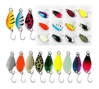 XOXVURI 12 Pcs Fishing Spoons Bait Spoons 2.5G Spoons Fishing Baits For Trout With Storage Box Artificial Spinning Trout Bait Esche Artificiali Spinning Trout Fishing Spoon Perch Trout Spoon