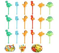XOXVURI 18 Pezzi Forchette Bambini Fruit Forks Children 3D Dinosaurs Animal Forks Mini Colourful Plastic Forks For Food Fruit Cocktails And Sandwiches