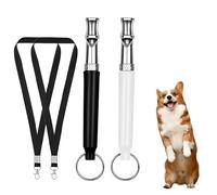 XOXVURI 2 Pezzi Ultrasonic Dog Whistle Chatter Whistle Fischietto Ultrasuoni Per Cani With 2 Lanyards Ultrasonic Whistle Strong And Long Range Dog Training Whistle (Black, White)