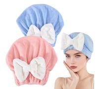 XOXVURI 2 Pieces Turban Hair Towel, Turban Hair Dryer, Turbante Asciugacapelli Microfibre Towel, Quick Drying Super Absorbbent Microfibre Towel Hood For Women Adults Or Children