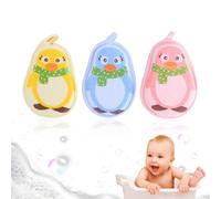 XOXVURI 3 Pieces Baby Bath Sponge, Pinguino Natural Newborn Sponge, Spugna Neonato Baby Bath Sponge, Cute Bath Sponges With Cartoons, Soft Practical, Suitable For Sensitive Skin