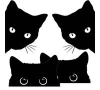 XOXVURI 4 Pcs Adesivi Per Auto Car Peeking Cat Stickers Waterproof Reflective Funny Decals Self Adhesive Bumper Car Window Motorcycle Laptop (Black)