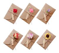 XOXVURI 6 Pcs Greeting Card Envelopes Retro Kraft Paper Envelope Invitation Retro Kraft Paper Dried Flowers Pack Of Greeting Cards Biglietto Auguri Compleanno For Wedding Birthday Christmas