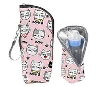 XOXVURI Insulated Bag For Bottles, Thermal Bag With Insulation Layer, Portable Travel Bag For Bottles, Hanging Breast Milk Water Storage Bottle Insulation Bag, Rosa, Modern Modello Gatto