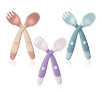 XOXVURI Kids Cutlery Set 6 Pieces Spoon And Fork For Kids Bpa Free Spoon And Fork Posate Svezzamento For Baby Feeding Training With Folding Function (3 Colors)