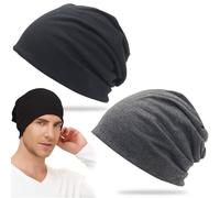 XOXVURI Pack Of 2 Winter Hat For Men And Women, Cappello Uomo Invernale Beanie Hat Skull Cotton Slouch Beanie Unisex Warm Sports Cap For All Seasons Skiing Cycling Training