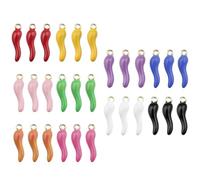 XOXVURI Pack Of 30 Chili Pendants Mini Small Chili Enamelled Chili Pepper Charms Miniature Food Pendants Realistic Hot Chili Pepper Charms For Jewellery Making, Diy Crafts, Putty, Colore Opal