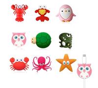 XOXVURI Set Of 9 Usb Cable Protector Adorable Plastic Marine Animals Phone Accessories Proteggi Cavo Cellulare Animal Cable Protector For Phone Usb Charger Protect