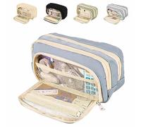 XOYHFQ Big Capacity Pencil Case, 3 Compartments Simple Storage Aesthetic Pencil Case, Large Capacity Pencil Pouch, Cute Pencil Case Organizer Girls Teenagers (B)