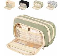 XOYHFQ Big Capacity Pencil Case, 3 Compartments Simple Storage Aesthetic Pencil Case, Large Capacity Pencil Pouch, Cute Pencil Case Organizer Girls Teenagers (C)