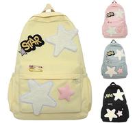 XOYHFQ Y2k Cute Backpack per Donna Uomo, Star Y2k Zaino Scuola, Design Trendy Colorato Harajuku Hiking Viaggio Zaino Estetico (D)