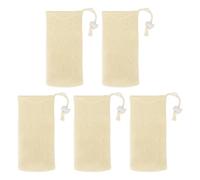 XOYIXOYI per sacchetto di sapone, rete in PE resistente, struttura multistrato, design con coulisse, per esfoliare e creare bolle ricche, confezione 5 beige