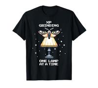 XP Grinding: Una Lampada | Pixel Art Moth Retro Gaming Level Up Maglietta