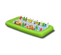 XPAPOV Grande tavolo gonfiabile per servire bevande, vassoio per ghiaccio, piscina galleggiante con tappo di scarico, perfetto per feste a buffet, cibo e bevande, 130 x 65 x 20 cm (verde)