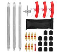 XPAPOV Set di 27 leve per pneumatici, 30 cm, con 3 protezioni per cerchioni, attrezzi per il montaggio di pneumatici per moto, bicicletta, carrello, scooter