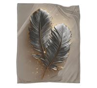 XPASHIQWC argento oro piuma Stampa 3D Coperta, Microfibra Morbida Calda, Peluche, Divano 40x50inch(102x127cm)