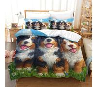 XPASHIQWC Carino Cane Copripiumino Stampato in 3D Microfibra Prato del cielo blu Con Chiusura A Zip Ideale Per Bambini E Ragazzi Decorazione Moderna Double（200x200cm）