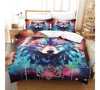 XPASHIQWC Cosmic Lupi 3D Stampato Set Di Biancheria Da Letto in Microfibra Super Morbida Geometric Patterns Con Chiusura A Zip Perfetto Per Bambini E Adolescenti Double（200x200cm）