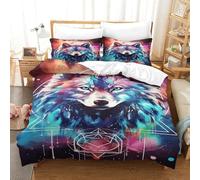 XPASHIQWC Cosmic Lupi Set Di Biancheria Da Letto Stampato in 3D Geometric Patterns Copripiumino Con Chiusura A Cerniera Morbido E Resistente Ideale Per Coppie E Adulti King（220x240cm）