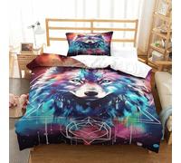 XPASHIQWC Cosmic Lupi Stampa 3D Copripiumino Set Di Biancheria Da Letto Geometric Patterns Morbido E Confortevole Con Chiusura A Zip Decorazione Moderna Per Camera Da Letto Single（135x200cm）