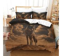 XPASHIQWC Desert Lupi Set Di Biancheria Da Letto in Microfibra notte lunare Stampato in 3D Copripiumino Con Chiusura A Zip Ideale Per Bambini E Adolescenti Double(200x200cm)