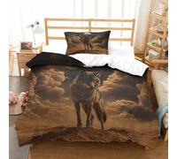 XPASHIQWC Desert Lupi Stampa 3D Copripiumino Set Di Biancheria Da Letto notte lunare Con Chiusura A Cerniera Perfetto Per Coppie E Adulti Single(135x200cm)