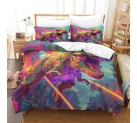 XPASHIQWC Dinosauro Stampa 3D Copripiumino Set Di Biancheria Da Letto Tyrannosaurus Rex Confortevole Con Chiusura A Cerniera Perfetto Per Coppie E Adulti Double（200x200cm）