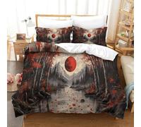 XPASHIQWC Foresta di acero rosso 3D Stampato Set Di Biancheria Da Letto Da 3 Pezzi in Microfibra Luna Sangue Con Federa E Chiusura A Zip Perfetto Per Coppie E Adulti Double（200x200cm）