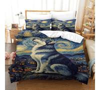 XPASHIQWC Husky siberiano Copripiumino Stampato in 3D Microfibra notte stellata Con Chiusura A Zip Ideale Per Bambini E Ragazzi Decorazione Moderna Double（200x200cm）