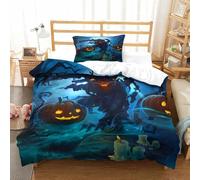 XPASHIQWC mostro di Halloween Set Di Biancheria Da Letto in Microfibra Stampato in 3D Copripiumino Lanterna zuccas Con Chiusura A Cerniera Per Ragazzi E Ragazze Single（135x200cm）