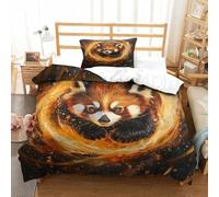 XPASHIQWC Panda rosso Stampa 3D Copripiumino Set Di Biancheria Da Letto vortice della fiamma Con Chiusura A Cerniera, Perfetto Per Ragazzi E Ragazze Single(135x200cm)