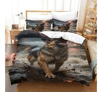 XPASHIQWC pastore tedesco Stampa Di 3D Copripiumino Set Di Biancheria Da Letto Tempesta Lightning Confortevole Con Chiusura A Cerniera Perfetto Per Ragazzi E Ragazze King(220x240cm)
