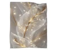 XPASHIQWC Piuma d'oro Stampa 3D Coperta, Tutte Stagioni, Morbida Calda Microfibra 40x50inch(102x127cm)