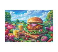 XPastoral Veggie Burger Puzzle 1000 Pezzi Rompicapo Creativo Artistico Grass Sky Field Stimolo Della Creatività Attività Per Il Tempo Libero Regalo Per Persone Creative 1000 PCS