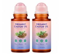 XPDGVS - Olio di ricino biologico roll-on (2 pezzi), 100% puro spremuto a freddo, idrata capelli, viso e pelle, riduce gli occhi e cura unghie e cuticole, facile da applicare, 50 ml