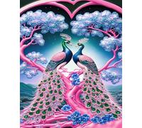 Xpdnmilq Kit di pittura diamante fai da te per adulti e bambini 5D creativo per il tempo libero pittura artigianale decorazione della parete di casa - Pavone dell'amore - 40x50cm