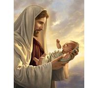 Xpdnmilq santo padre Gesù Kit Punto Croce Adulti 11CT Ricamo Starter KitDIY da Ricamare Principianti Set Stampati Prestampati Casa decorazione 40x50cm