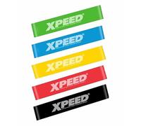 Xpeed 5 fasce di resistenza per esercizi di tonificazione e tonificazione, in lattice, Thera Band || Theraband per fitness (rosso, verde, giallo, blu, nero)