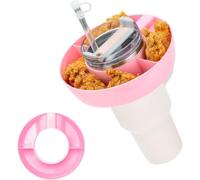 XPEX 1 pezzo Piatto snack per Stanley Cup piatto da frutta diviso,piatto a scomparti,piatto per snack con coperchio（Rosa）