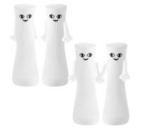 XPEX 2 Paia Che Tengono Le Mani Calzini, Paio Di Calzini, Divertenti E Magnetiche Calzini, 3D, Calzini Divertenti Per La Pelle,Regali Di Coppia Bianco(Taglia Unica)