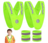 XPEX 2 pezzi giubbotto sicurezza bambino gilet catarifrangente forma a v +4 pezzi di bracciali riflettenti da 4 * 1,5 cm per Lavori all'aperto Bambini &Adulto