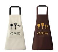 XPEX 2 Pezzi Grembiule Cucina,Grembiule,Grembiule Impermeabile,Grembiule Barman Grembiule Barbecue Con 1 Tasche,Grembiule Cucina Uomo Donna -Marrone,Grigio