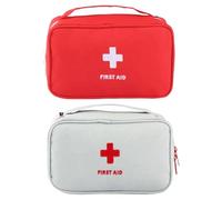 XPEX 2 Pezzi Porta Medicine Da Viaggio, Borsa Da Presa Vuota, Kit Di Pronto Soccorso Portatile Da Viaggio,Borsa Pronto Soccorso Vuota Per Casa, Campeggio, Posto Di Lavoro E All'Aperto(Rossa/Grigio)