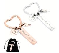XPEX 2 Pezzi Portachiavi Con Angelo Custode,Portachiavi Portafortuna,Portachiavi Per Donne,Migliore Amica,Mamma,Ragazza,Regalo Per Patente Di Guida,Natale,Compleanno,Oro Rosa