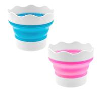 XPEX 2 Pezzi Scodellini Per Tavolozza Tazza D'Acqua, Tavolozza Per Dipingere Pieghevole Tazza, Bicchiere Portatile, Bicchiere Pieghevole Da Viaggio, Blu/Rosa