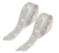 XPEX 2 Rotoli Adesivi di Strass Cristallo Bling Glitter Autoadesivi Gemme Cristallo Adesivo Decorativo 2.2cm Strass 1 Iarde per Artigianato Artistico Decorazione