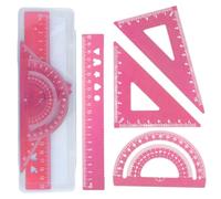 XPEX 4 PCS righello flessibile righello piccolo righello triangolare squadra di alluminio strumenti compasso scuola set di geometria matematica（C）